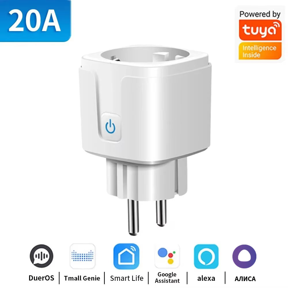 TUYA Smart Plug Wifi or Zigbee3.0 Socket EU 16A/20A Power Monitor Timing Function Voice Control Work with Alexa Google Home