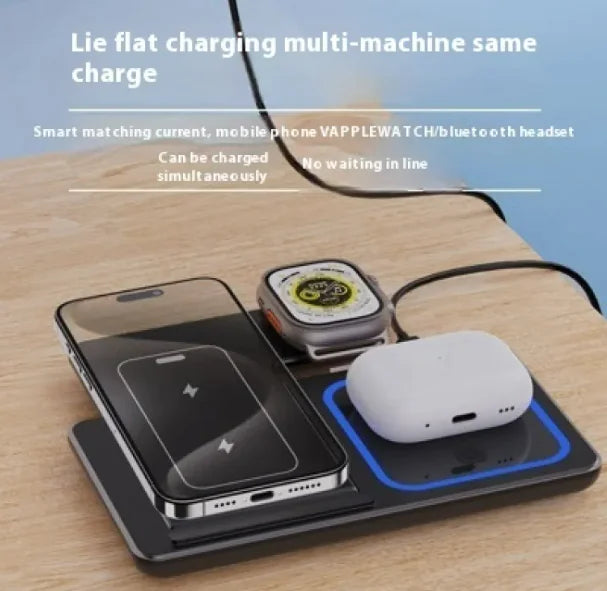 3-in-1 Fast Wireless Charging Dock – Foldable, Portable, 15W Power